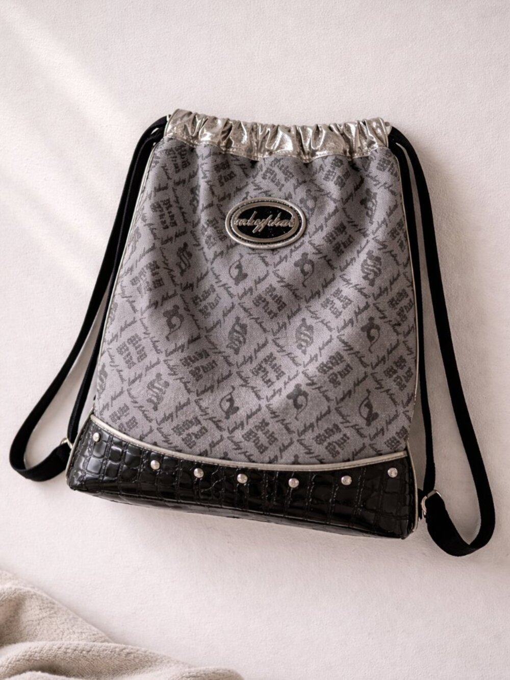 Vintage Baby Phat Drawstring Backpack Y2K Monogram Croc Trim